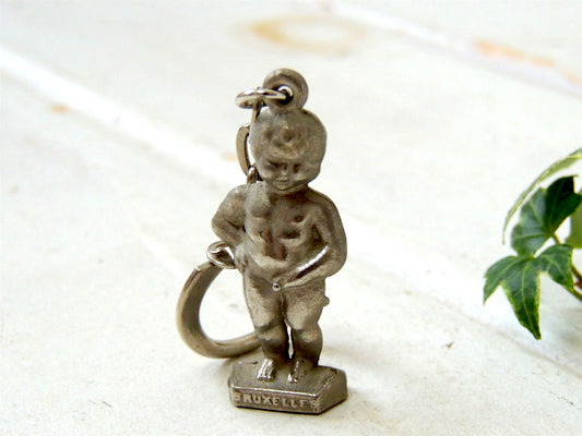 【小便小僧・ブリュッセル】ベルギー・シルバートーン・ヴィンテージ・デッドストック・キーホルダー