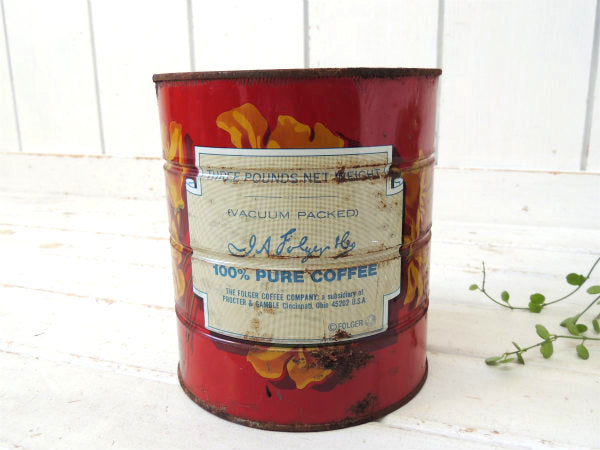 【フォルジャーズ・1959】赤色・ブリキ製・ヴィンテージ・コーヒー缶/ティン缶/USA/ジャンク
