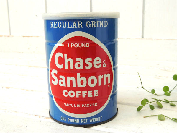 【Chase&Sanborn】NY・COFFEE・青色・ヴィンテージ・コーヒー缶/ティン缶/保存容器