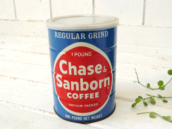 【Chase&Sanborn】NY・COFFEE・青色・ヴィンテージ・コーヒー缶/ティン缶/保存容器