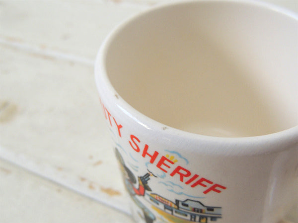 テキサス・ウエスタン保安官 陶器製・1950's・ヴィンテージ・マグカップ チャイルドマグ 食器 USA