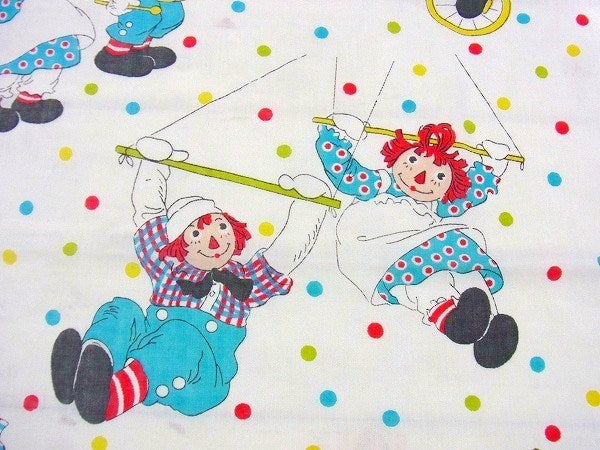 【ラガディアン&アンディ】サーカス&水玉柄・ビンテージ生地・ユーズドシーツ・ボックスタイプ USA