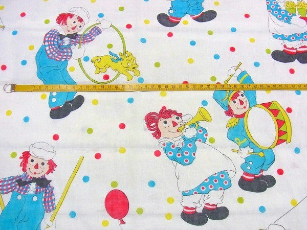 【ラガディアン&アンディ】サーカス&水玉柄・ビンテージ生地・ユーズドシーツ・ボックスタイプ USA