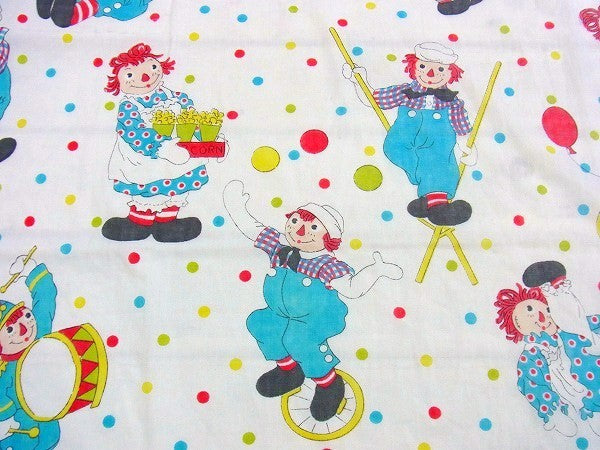 【ラガディアン&アンディ】サーカス&水玉柄・ビンテージ生地・ユーズドシーツ・ボックスタイプ USA