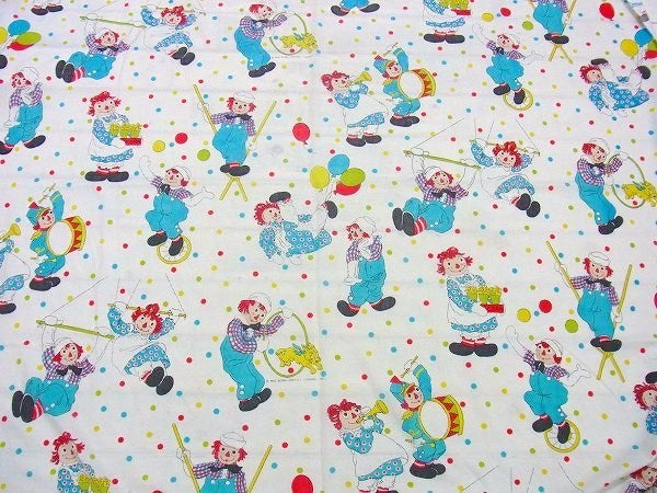 【ラガディアン&アンディ】サーカス&水玉柄・ビンテージ生地・ユーズドシーツ・ボックスタイプ USA