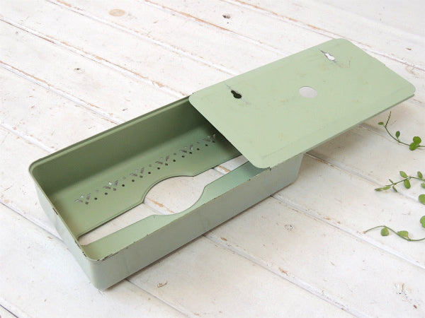 【DETECTO】花柄・トールペイント・ミントグリーン色・ヴィンテージ・ティッシュケース USA