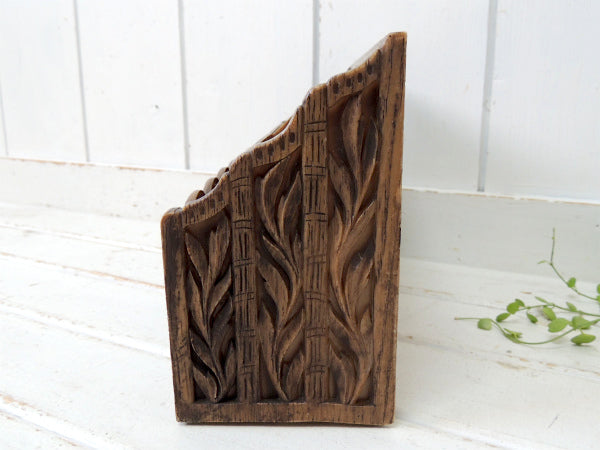 【Lerner】彫刻ウッド柄・70'sヴィンテージ・卓上レターホルダー/オーガナイズ/書類スタンド