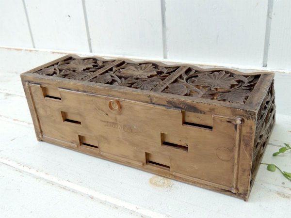 【Lerner】彫刻ウッド柄・70'sヴィンテージ・卓上レターホルダー/オーガナイズ/書類スタンド