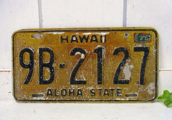 【HAWAII】ハワイ州・イエロー・ヴィンテージ・ナンバープレート/カーライセンスプレート USA