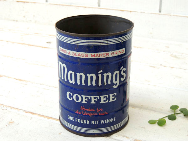 【Manning's COFFEE】ブリキ製 ヴィンテージ コーヒー缶 ティン缶 USA