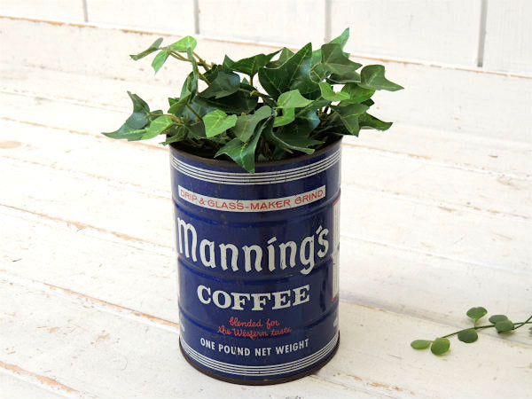 【Manning's COFFEE】ブリキ製 ヴィンテージ コーヒー缶 ティン缶 USA