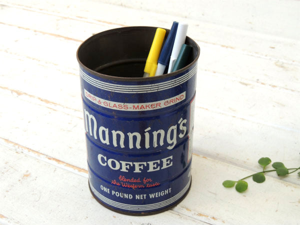 【Manning's COFFEE】ブリキ製 ヴィンテージ コーヒー缶 ティン缶 USA