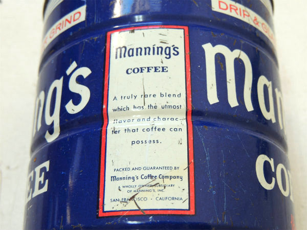 【Manning's COFFEE】ブリキ製 ヴィンテージ コーヒー缶 ティン缶 USA