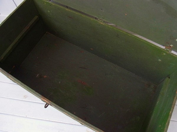 【SHWAYDER BROS】U.S.文字・カーキ色・大きな木製・アンティーク・トランク　USA