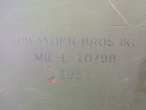 【SHWAYDER BROS】U.S.文字・カーキ色・大きな木製・アンティーク・トランク　USA