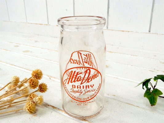 【Alta Dena】ガラス製・50's・ヴィンテージ・ミルクボトル・牛乳瓶・ガラスボトル USA