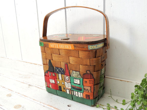 【Caro Nan】南米・トラベルシリーズ・木製・ヴィンテージ・カロナンバスケット/カゴバッグ