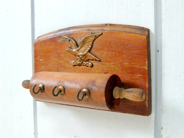 【イーグルモチーフ】木製・ヴィンテージ・キーフック・鍵フック・壁飾り・インテリア・key