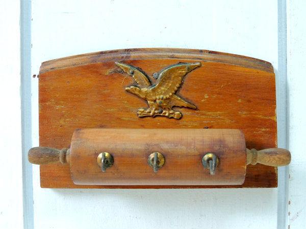 【イーグルモチーフ】木製・ヴィンテージ・キーフック・鍵フック・壁飾り・インテリア・key