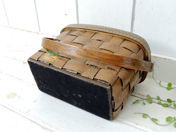 カロナンバスケット ロードランナー&サボテン・木製・ビンテージ・ US カゴバッグ 鞄