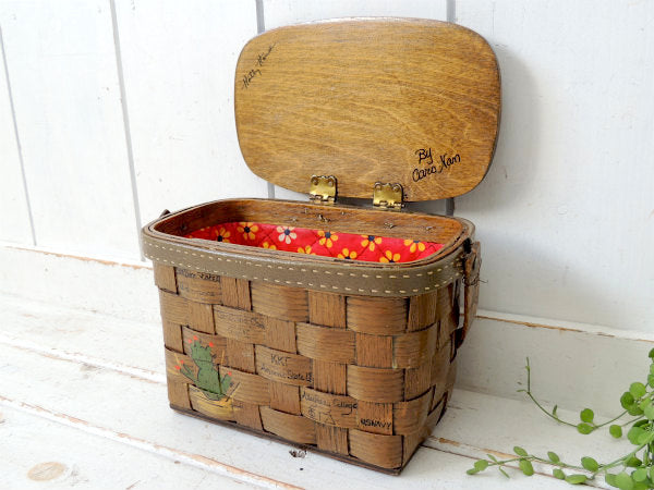 カロナンバスケット ロードランナー&サボテン・木製・ビンテージ・ US カゴバッグ 鞄