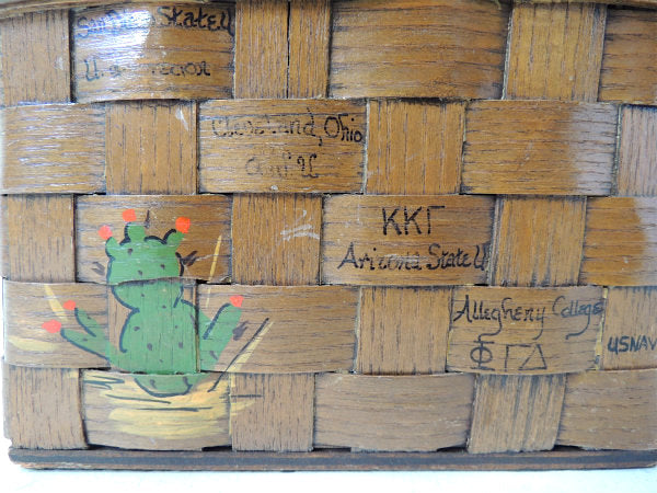 カロナンバスケット ロードランナー&サボテン・木製・ビンテージ・ US カゴバッグ 鞄