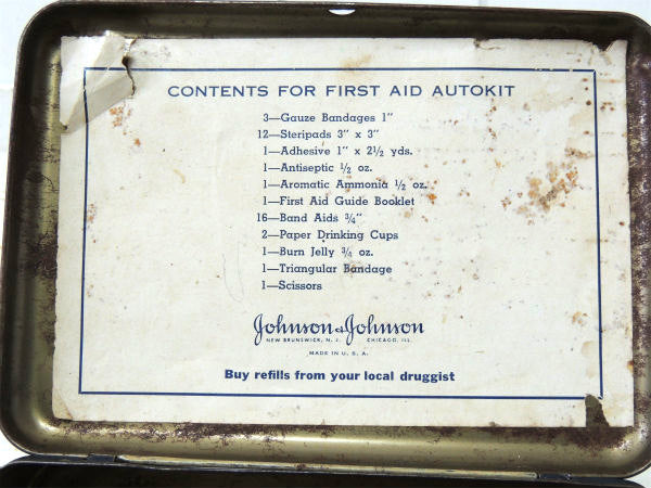 【ジョンソン&ジョンソン】ファーストエイド・オートキッド・ヴィンテージ・救急箱・USA・アメ車
