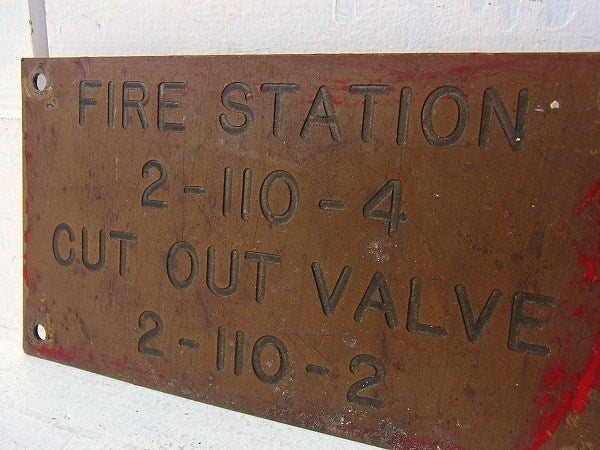【FIRE STATION】アメリカ海軍・真鍮製・40’sアンティーク・船内プレート/標示プレート