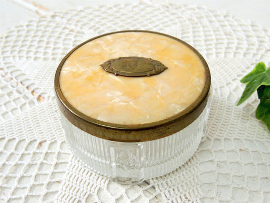 アール・デコ・エレガント・ガラス製・デザイン・宝石箱・アンティーク・パウダーケース・クリーム瓶・硝子