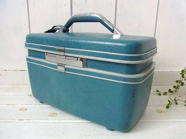 【Samsonite】サムソナイト・青色のヴィンテージ・メイクボックス/コスメボックス/トランク