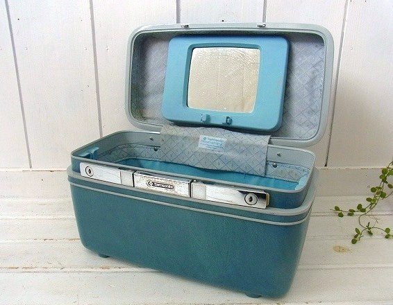 【Samsonite】サムソナイト・青色のヴィンテージ・メイクボックス/コスメボックス/トランク
