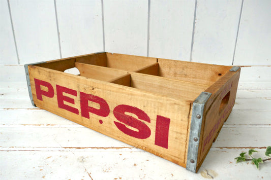 PEPSI ペプシコーラ 70s カリフォルニア 仕切り ビンテージ ウッドボックス 木箱 飾り棚
