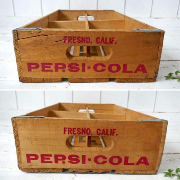 PEPSI ペプシコーラ 70s カリフォルニア 仕切り ビンテージ ウッドボックス 木箱 飾り棚