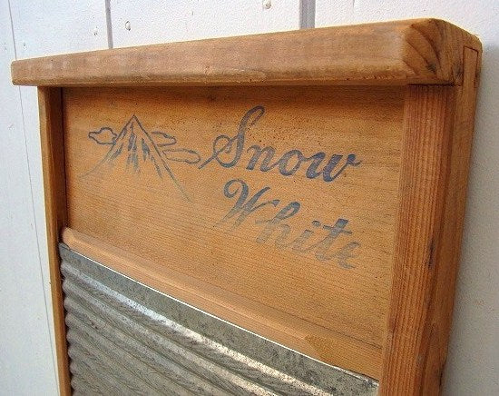 【Snow White】木製×ブリキ製・ヴィンテージ・ウォッシュボード/洗濯板 USA