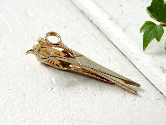 BARBER ヘアサロン カットはさみ・シザーモチーフ・ビンテージ・タイピン・床屋・理髪店・美容院