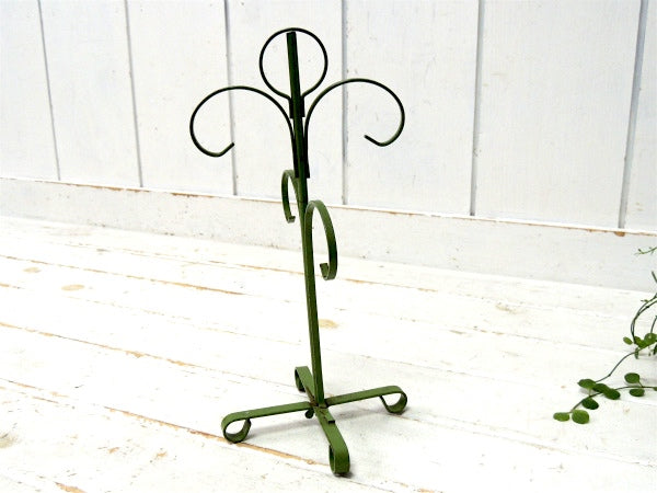 オリーブグリーン・ヴィンテージ・アイアン製・マグツリー・マグカップホルダー 4客用
