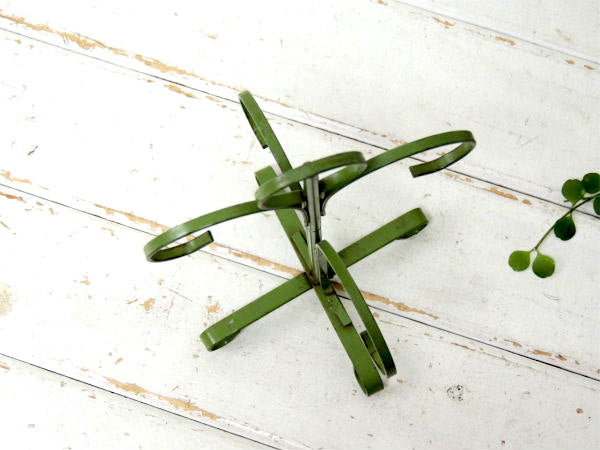 オリーブグリーン・ヴィンテージ・アイアン製・マグツリー・マグカップホルダー 4客用