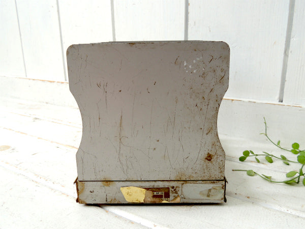 【シルバーグレー】仕切り・メタル製・ヴィンテージ・書類スタンド/ブックスタンド