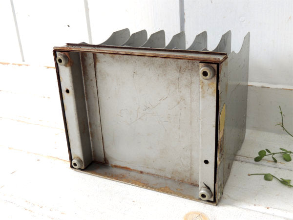 【シルバーグレー】仕切り・メタル製・ヴィンテージ・書類スタンド/ブックスタンド