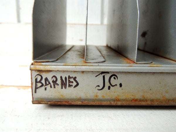 【シルバーグレー】仕切り・メタル製・ヴィンテージ・書類スタンド/ブックスタンド