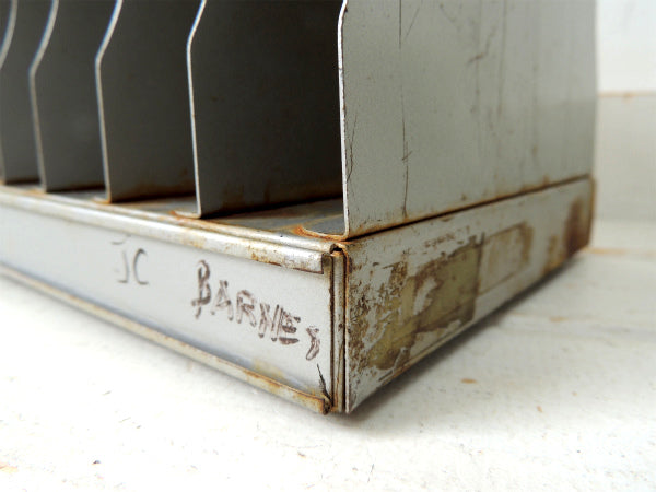 【シルバーグレー】仕切り・メタル製・ヴィンテージ・書類スタンド/ブックスタンド