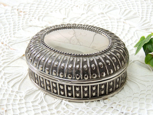 シルバープレート・オーバル型・ヴィンテージ・ジュエリーボックス・宝石箱・アクセサリーケース USA