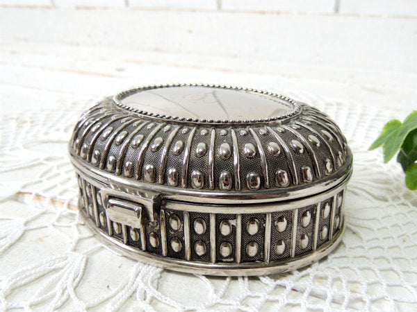 シルバープレート・オーバル型・ヴィンテージ・ジュエリーボックス・宝石箱・アクセサリーケース USA