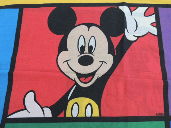 【ミッキー&グーフィー】カラフル・パネル柄・ヴィンテージ・ピロケース/枕カバー USA