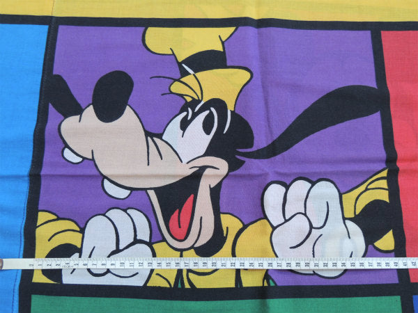 【ミッキー&グーフィー】カラフル・パネル柄・ヴィンテージ・ピロケース/枕カバー USA