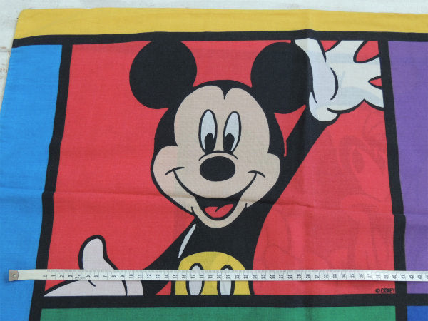 【ミッキー&グーフィー】カラフル・パネル柄・ヴィンテージ・ピロケース/枕カバー USA