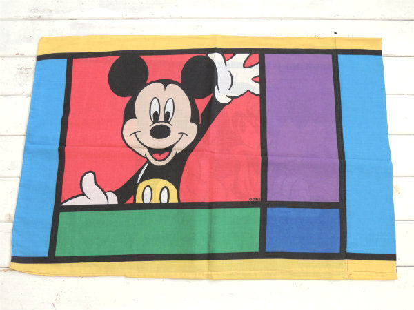 【ミッキー&グーフィー】カラフル・パネル柄・ヴィンテージ・ピロケース/枕カバー USA