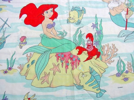 【リトルマーメイド】ディズニー・アリエル・ユーズドシーツ/キャラクター生地(フラット)　USA
