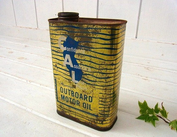 OUTBOARD カリフォルニア　CAL-STORES アメリカンビンテージ  オイル缶  USA モーター系 アメ車