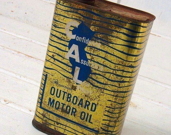 OUTBOARD カリフォルニア　CAL-STORES アメリカンビンテージ  オイル缶  USA モーター系 アメ車